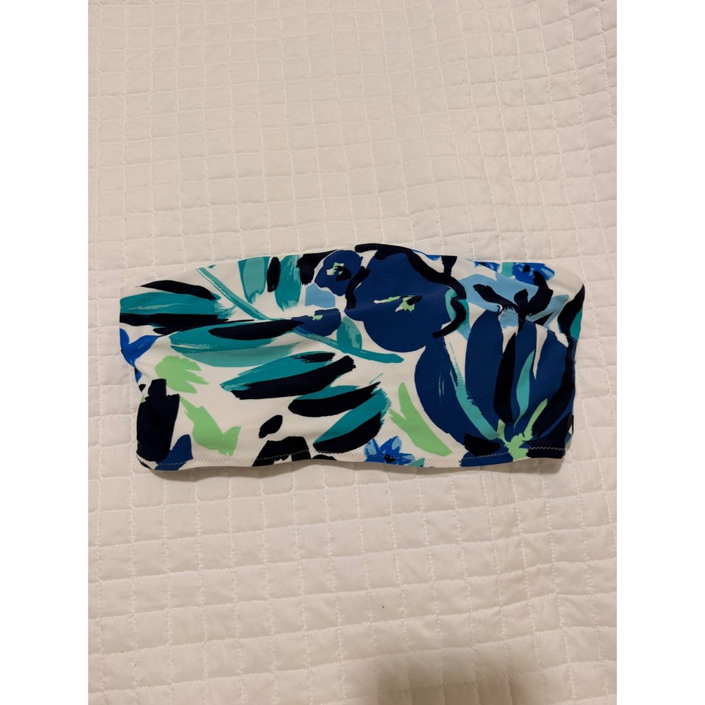 Aerie Bikini Top Women Small Blue Excellent Tropical Floral Bandeau Halter